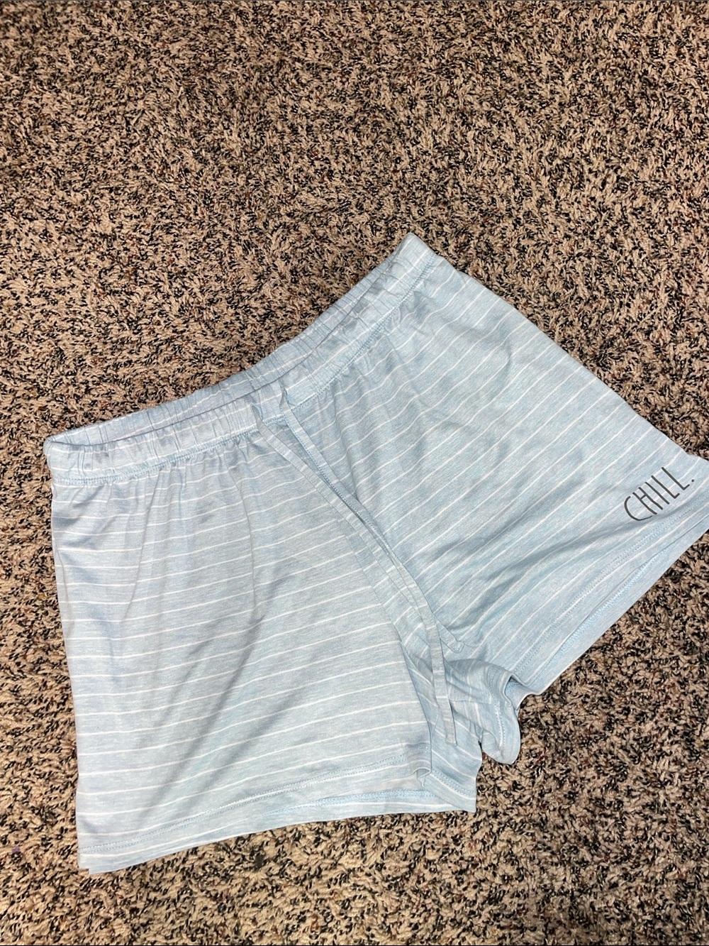Rae Dunn Striped Lounge Shorts Blue White Large EUC